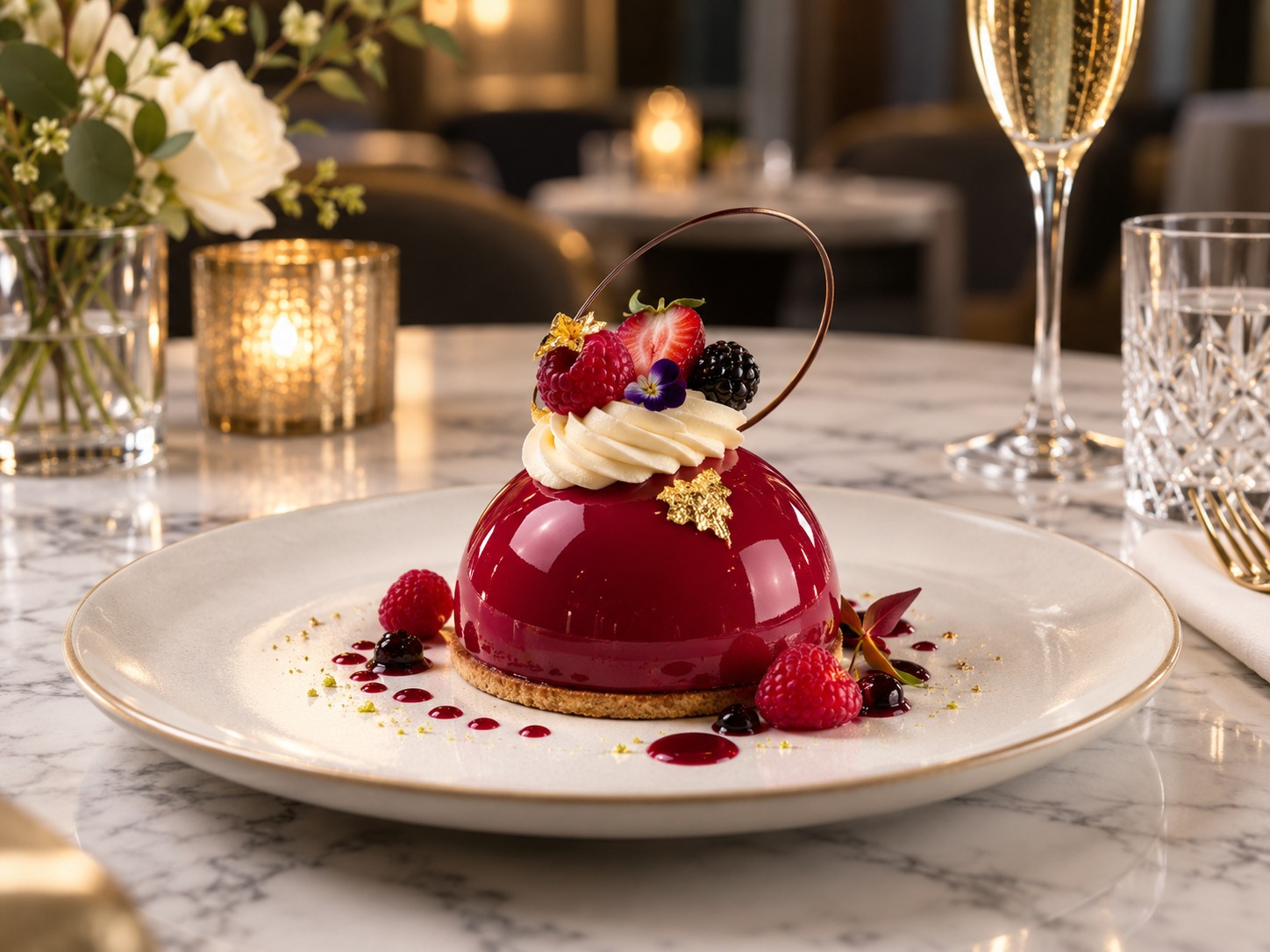 Ruby Mirror Glaze Dome Patisserie