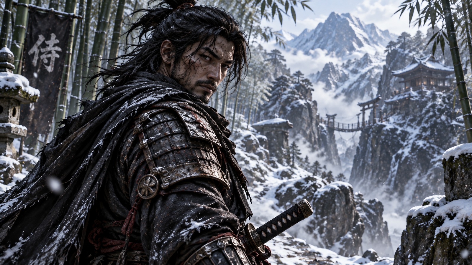 The Snowbound Ronin in Snowstorm