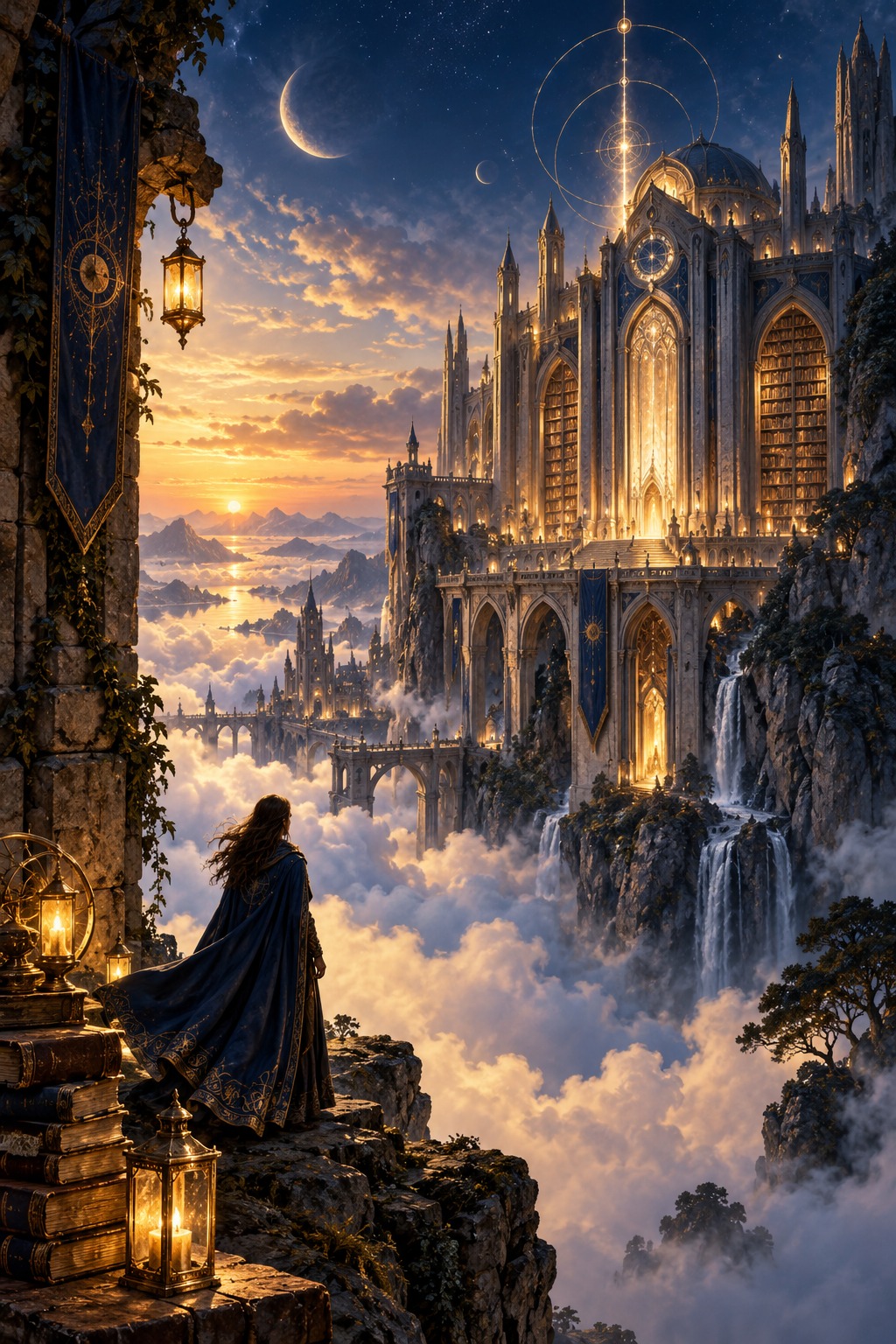 CELESTIAL CLOUD PALACE — Mythic Floating Citadels & Golden Cloud Waterfalls