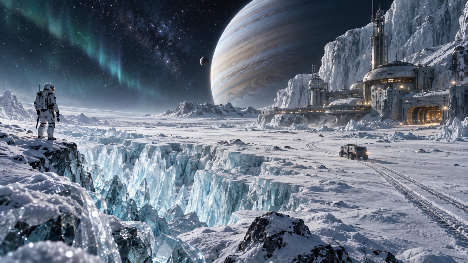 EUROPA JUPITER ICE OUTPOST — Europa Ice Chasm & Giant Jupiter Outposts